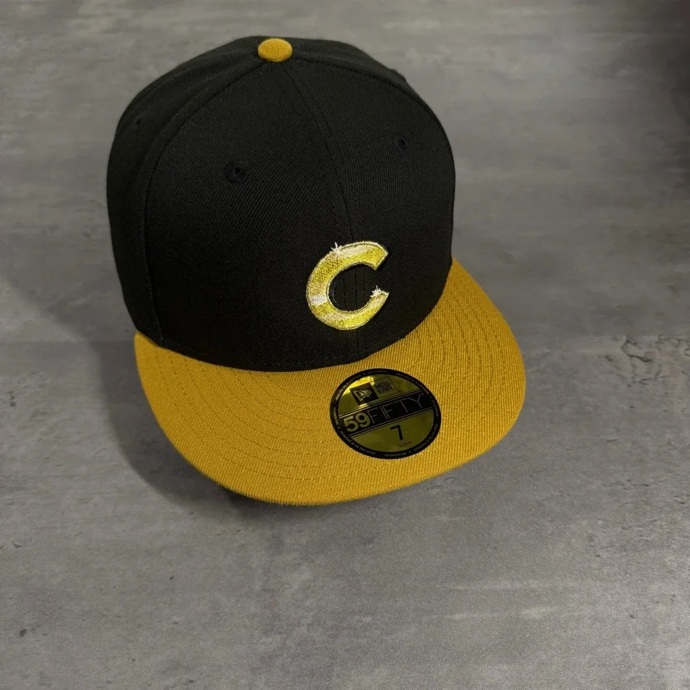 New Era Chicago Cubs‎ Hat 7 Black Metallic Gold Alternate 59Fifty Fitted Cap